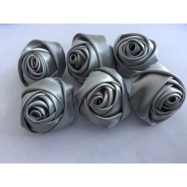 Unbranded Rose Shaped Lapel Stud Pin - Silver Gray Silky Texture 1 1/4 Inch