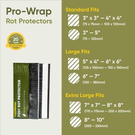 Postsaver Pro-Wrap Standard | Pack of 10 | Fits 3x3” to 4x4" Square and 3” to 5" Round Posts | Fence Protector | Dual-Layer Rot Protector | Wood Protector | 20-Year Guarantee (10)