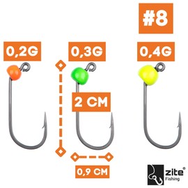 Zite Fishing Tungsten Pro Sharp Jighaken Forelle Neon 6 STK #8 | Tungsten Jigköpfe Forelle UV-Aktiv | Forellen-Haken mit Tungsten-Perle Teflonbeschichtet | Ultraspitz & Scharf für Gummiköder UL Angeln