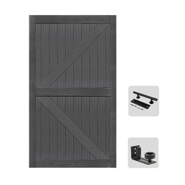 S&Z TOPHAND® 46in x 84in MDF Deep Gray Barn Door, 21-60in Solid Barn Door Slab Covered with Water-Proof PVC Surface, Simple Assembly is Required