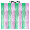 SAVITA 4pcs Tinsel Fringe Curtains, 6.56x3.28ft Wavy Rain Curtain Backdrop