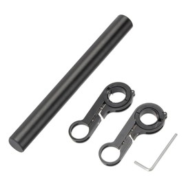 Fkereg Bicycle Handlebar Extender, 20cm Double Clamp Mount Handle Bar Extension for Bike, Aluminum Alloy Handlebar Extensions Bracket for Bicycle, Cycling Equipment Attachment, Black
