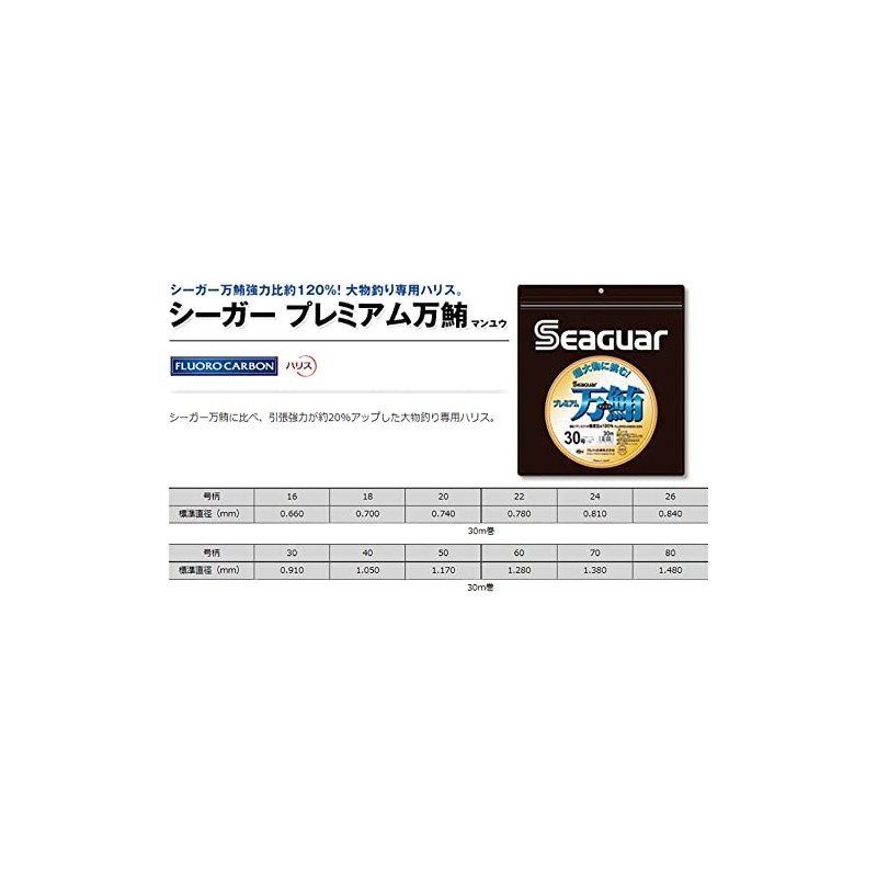 Seaguar Premium Tuna 18.8 ft (30 m), No. 80, Clear