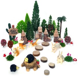 42pcs Animal Trees, Ho Scale Bushes with Animals Figures, Plastic Trees for Projects 1.5-6 inch(4-16 cm), Model Train Scenery