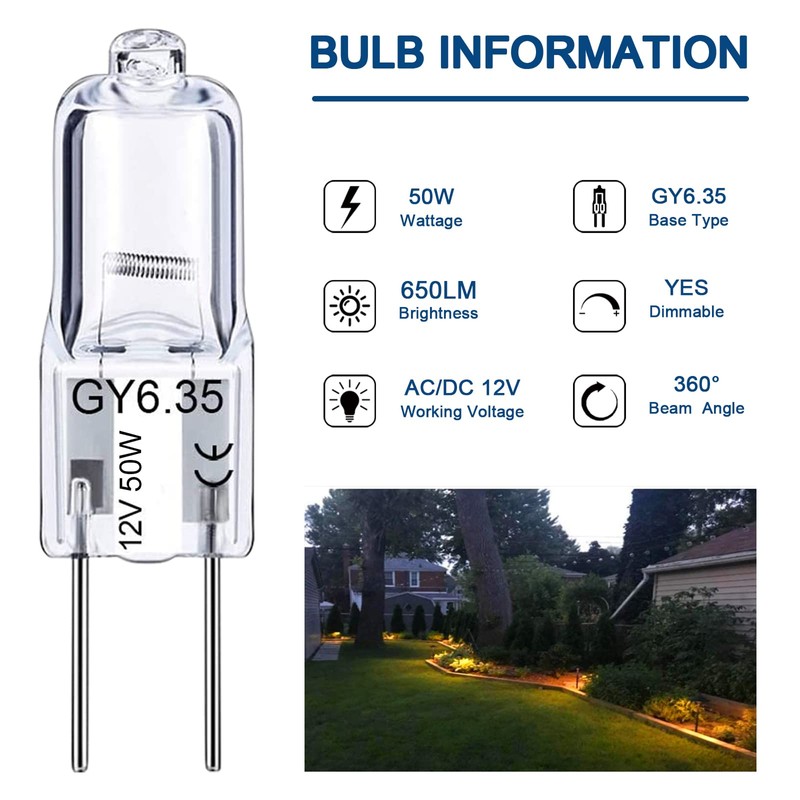 GY6.35 Light Bulbs, 12V 50W Crystal Clear Halogen Bulb 2