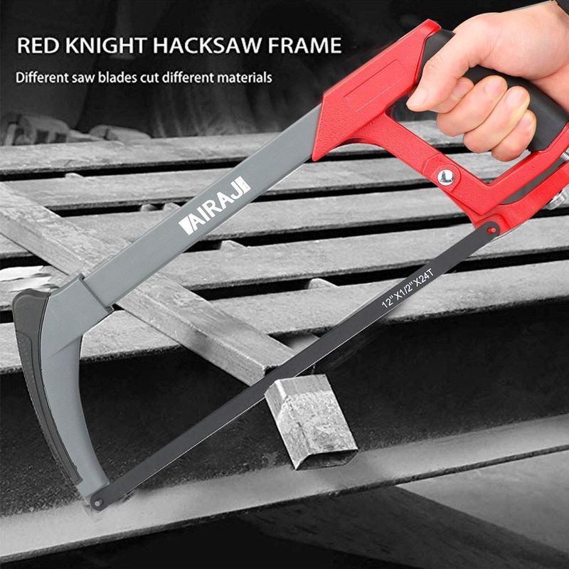 AIRAJ 12 inch Adjustable Hacksaw Frame Set,Tools High-Tension Hacksaw,with 10