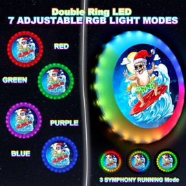 Kovshuiwe LED Flying Disc- Double Ring 39 RGB LEDs,7 Modes,Chargeable,IP65 Waterproof,178g Frisbee,Soft Flying Discs, Adult/Men/Boys/Teens Birthday,Ideal for Outdoor,Lawn,Camping Games