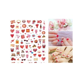 Generic Heart Love Nail Sticker Arrow Valentine Day Love Lock Key Red Lips Wg456 Nail Wraps Art Stickers Manicure Supplies for Women for Home Nails Full Long Lasting Easy Apply and Remove
