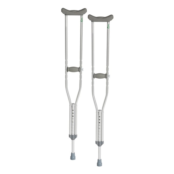 Hugo Mobility Adjustable Adult Crutches For Walking, Walking Crutches, Comfortable Lightweight Crutches with Underarm Pad and Hand Grip, For Users 52 to 60 Inches