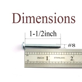 24pcs 8-32 x 1-1/2" Machine Screws Metal Mounting Hardware Fitting Fastening Accessories Cross Slotted Round Phillips Head Screw Bolt