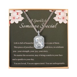 Gift for Women – Elegant Necklace Gentle on Skin – Present for Wife, Mum or Friend – 21st, 30th, 40th, 50th, 60th Birthday or Anniversary – Sparkling Cubic Zirconia – Gift Box Included (White)