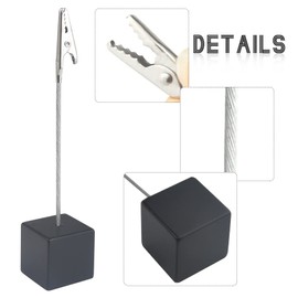 BGTXINGI 10pcs Place Card Holder Resin Cube Base Desktop Picture Clips Memo Notes Clips Holder Stand with Alligator Clip Clasp for Home Office Picture Memo Paper Note Postcards Display (Black)