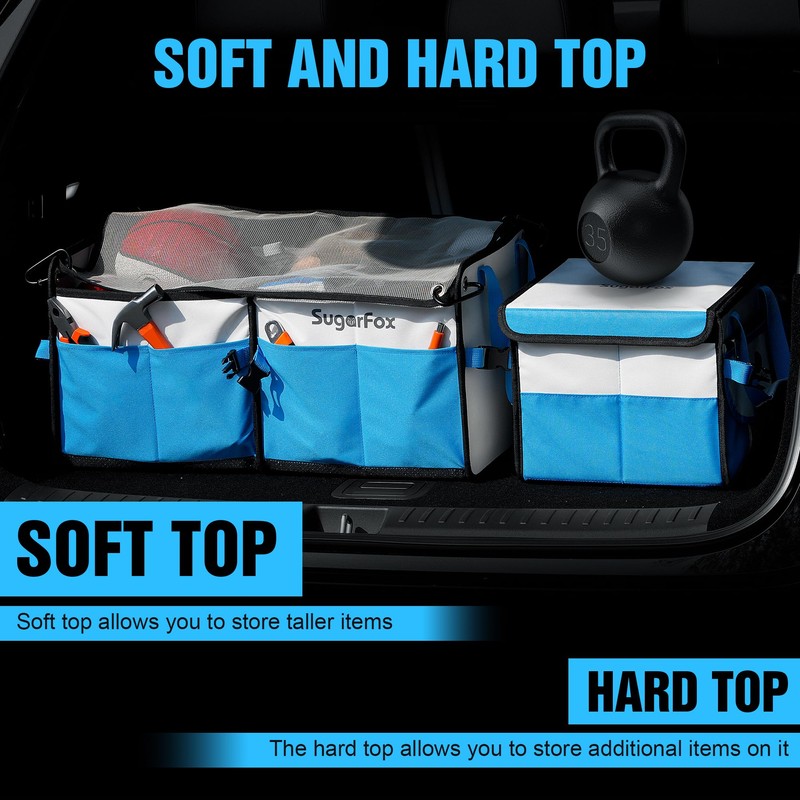 SugarFox Modular (63L+26L) Trunk Organizer for Car/SUV, Heavy-Duty Storage, Soft/Hard