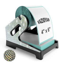 Vazioyar Shining Rhinestone Label Holder,Thermal Label Holder for Rolls and Fan-Fold Labels, Sticker Roll Holder Work with Desktop Label Printer, Label Stand Shipping Supplies for Home Office