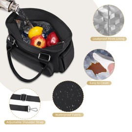 Insulated Lunch Box & Lunch Bag for Women - Large Reusable Lunch Tote Bag for Adults Simple Stylish Ladies Cooler Bag Portable Leakproof Classic Lunchbox for Work/Picnic,(Black 12L)