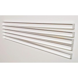 5 Pcs 1/2” x 1/2" x 12” Long Square Clear Acrylic Plexiglass Plastic Rod - .50" - 12.7mm x 12.7mm x 304.8mm