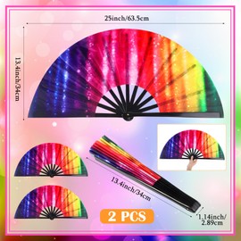 Maitys Large Folding Hand Fans Chinese Handheld Tai Ji Fans for Men and Women, Festival, Line Dancing, Kungfu, Martial Art, Gifts, Party Favor(Iridescent)