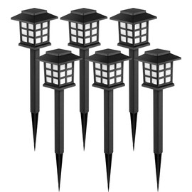 GIGALUMI LED Solar Walkway Lights, 6 Pack Waterproof Lights for Garden, Landscape, Path, Yard, Patio, Driveway - Maintain 10 Hours of Lighting