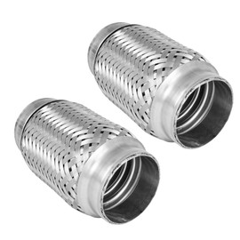 MXA 2.35" Exhaust Flex Pipe, Stainless Steel Tube Exhaust Mid Pipes System, 2.35 Inch Universal Fit Heavy Duty Double Braid Exhaust Flex Tube, 2 Pack (2.35" x3.35"x5.9")