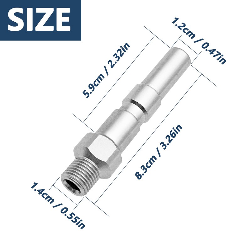 DERASL 1/4" Stainless Steel Pressure Washer Coupler Foam Cannon Adapter