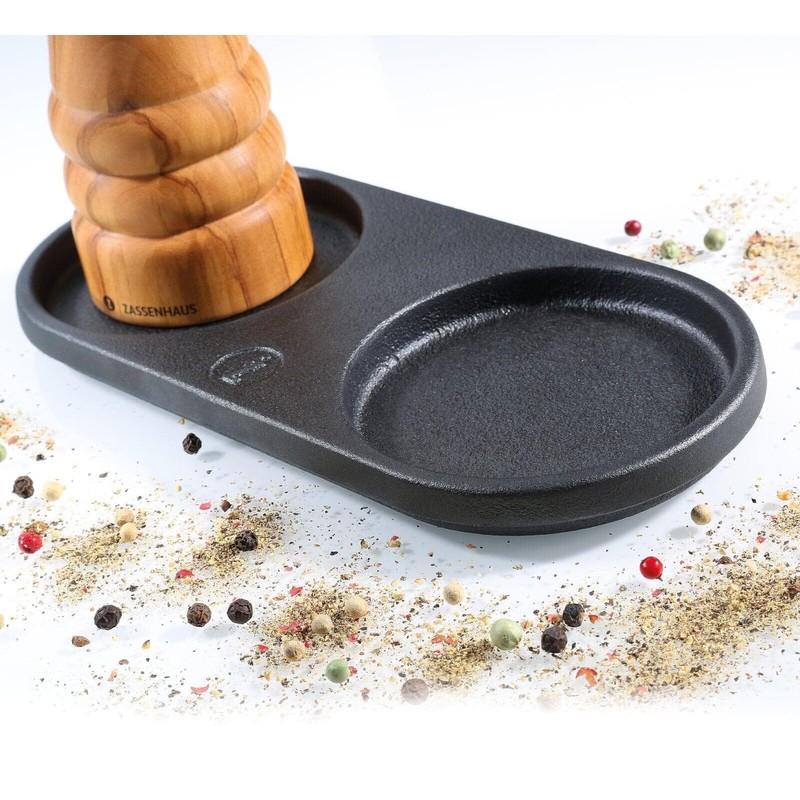 Zassenhaus Cast Iron Cruet for Storing Salt and Pepper Mill.