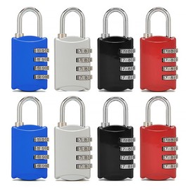 Kellegour 8 pieces combination lock 4 digit padlock with combination code, luggage lock, 4-digit locks, combination lock for suitcases, backpacks, trunk, purse, jewellery box