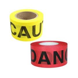 Presco Biodegradable Printed Barricade Tape [6 mil thick]: 3 in. x 50 yds. (Yellow with Black "CAUTION" printing) [NON-ADHESIVE]