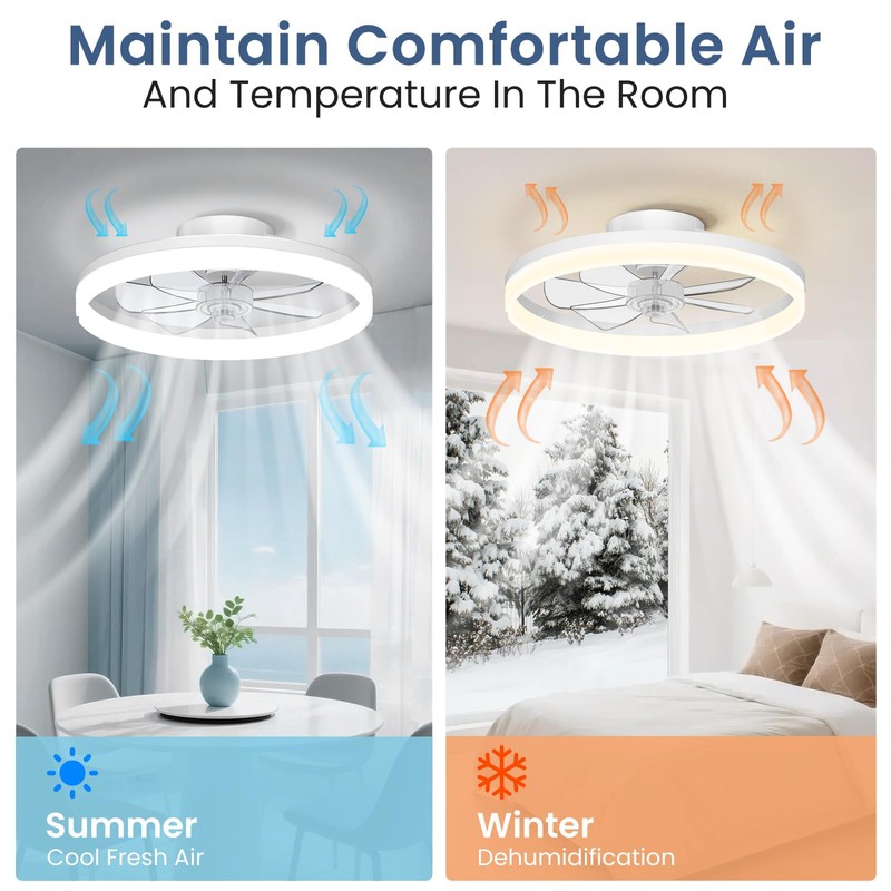 CHAREADA Ceiling Fans with Lights and Remote, 20" Foldable Modern