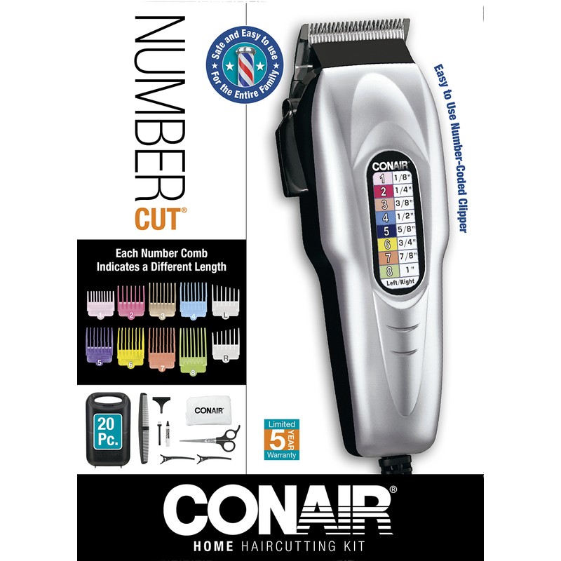 ConairMAN Hair Clippers for Men, 20-Piece Number Cut Home Hair