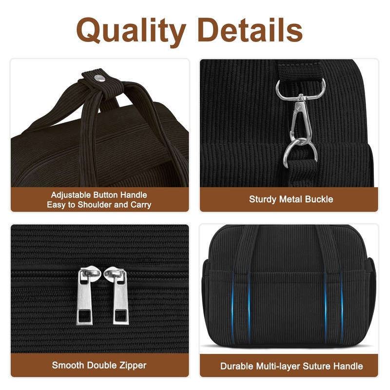 KUBYA Corduroy Lunch Box Lunch Bag for Women Men, Cute