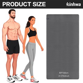 KinHwa Microfibre Gym Towels for Men Women Super Absorbent Sport Fitness Towels Fast Drying Towel for Yoga Camping Travel Hiking 3 Pack 80cm X160cm Grey
