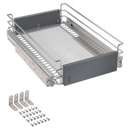 Richelieu CSL12A20205SC Heavy Duty Wire Storage Basket Cabinet Organizer with Full Extension Soft-Close and Adjustable Width 12 1/2 inches - 20 1/4 inches