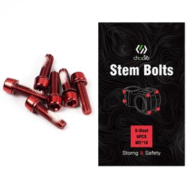 CNCLOL Bike Stem Bolts,M5 x 18mm Stem Bolts For MTB/Road Bike/Mountain Bike/BMX,Red