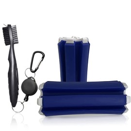 Golf Club Carrier with Golf Club Brush & Carabiner Clip – Holds up to 6 Golf Clubs, Keeps Your Clubs Visible, Clean and Dry – Premium Quality Golf Club Holder (Blue_White with Golf Brush)