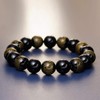 Jewboo Obsidian Sutra Bracelet Elastic Feng Shui Amulet for Men