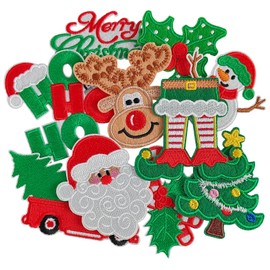 WILDREEDS 10 parches de Navidad para planchar para decoración de Navidad, ropa, camisetas, mochilas, sombreros, jeans, chaquetas