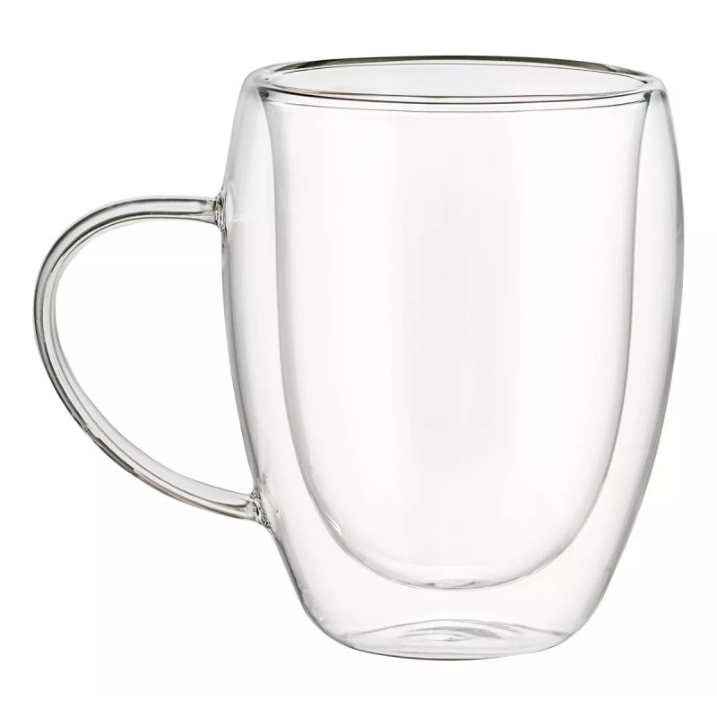 Set 2 Tazas Termicas Doble Pared Borosilicato 350ml Color Cristalino