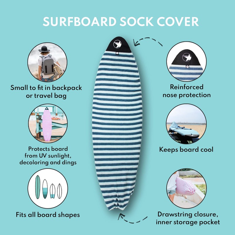 PAMGEA - Funda para tabla de surf (Aqua, Shortboard, 5'8")
