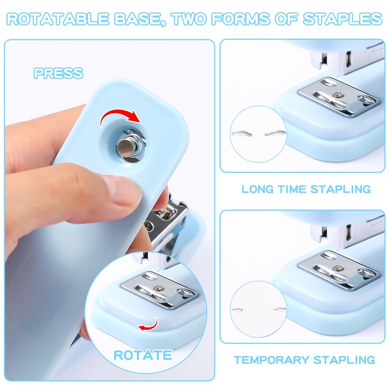 Blue Desk Accessory Kit Cute Office Supplies Set Desktop Stapler