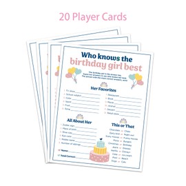 qinghemengxia Who Knows The Birthday Girl Best, Birthday Would She Rather, Birthday Game Cards for Girls Her Sleepover Party - 5.5 * 7 inch Set of 20 (Boho)
