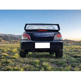 IKON MOTORSPORTS, Trunk Spoiler Compatible with 2002-2007 Subaru Impreza WRX Sedan, STI Style Unpainted Black ABS Plastic Rear Trunk Lid Spoiler Wing Lip with 3rd Brake LED Light