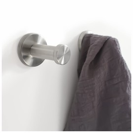 WJUAN Coat Hooks, Silver, Pack of 4 Coat Hooks, 53 mm Wall Hooks, Hooks with Robust Screw Dowels, Towel Hook for Kitchen, Bathroom, Study and Master Bedroom