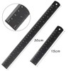 2 Pcs 30cm&15cm Metal Ruler, Stainless Steel Ruler Black Metal