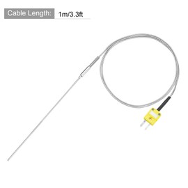 sourcing map K Type Thermocouple with Plug, Meter Temperature Sensor Probe -50 to 1100°C(-58 to 2012°F) Stainless Steel, 1x150mm 3.3ft Wire