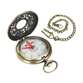 1 Pocket Watch Compass And 1 Pocket Watch Chain, Metal Compass, Vintage Compass, Outdoor Supplies, Camping Tools