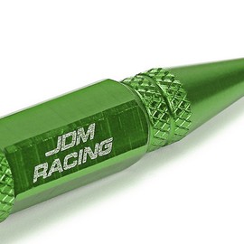 Auto Dynasty 60mm Anodized Aluminum Valve Stem Caps, Spiked Head Design Car Accessories, Universal Fit for Most Vehicles, Green (Pack of 4)