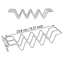 Taco Holder Stand, 2 Pieces Taco Holder Stainless Steel, Mexican Food Rack, Taco Trays, with Handles, Can Hold 3 or 4 Tacos for Restaurant, Home, Party, Picnic (Silver)