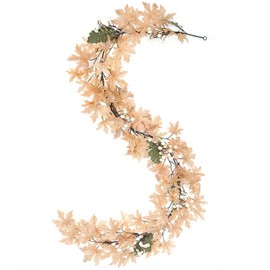 Artmag Fall Garland Maple Leaf - 6 Feet Hanging Berry Vine Garland Artificial Autumn Garland Decorations for Holiday Party Thanksgiving Fireplace Backdrop Decor (White&Green)