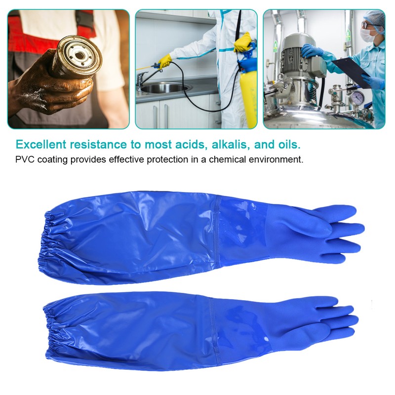 Long Sleeve Anti Chemical Gloves PVC Acid Alkali Oil Resistant
