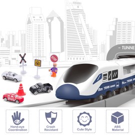 Train Sets for Boys 4-7, Battery Operated Train Set with Tracks(Magnetic Connection), Compatible with Thomas, Brio, Chuggington, Gifts for 3 4 5 6 Years Old (City)